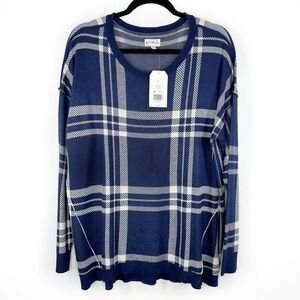 Wonderly plaid lightweight crewneck sweater